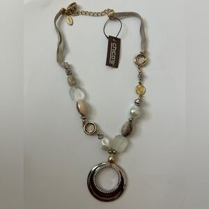 NWT Chico's Gold and Silver Bohemian Necklace with Crescent Pendant